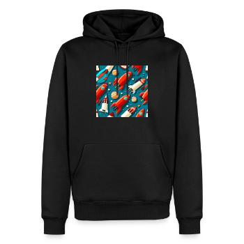 Sternenschiff-Muster - Männer Premium Bio Hoodie - Schwarz - Vorne - Nico (187cm)