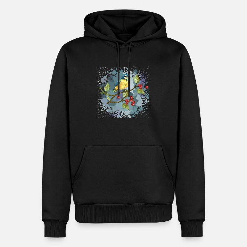 Bunter Vogel - Männer Premium Bio Hoodie - Schwarz