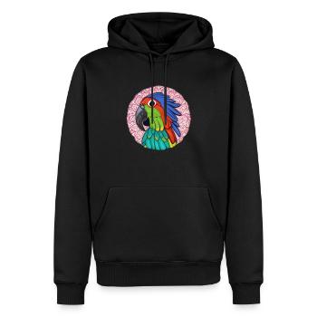 beau perroquet lumineux | - Sweat à capuche Premium bio Homme - noir - Devant - Nico (187cm)