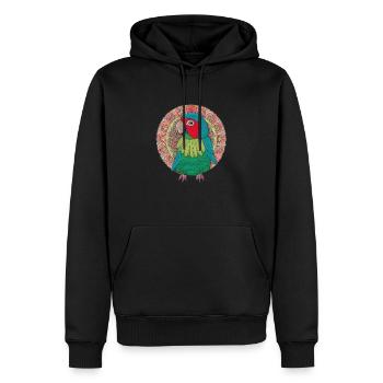 beau perroquet lumineux | - Sweat à capuche Premium bio Homme - noir - Devant - Nico (187cm)