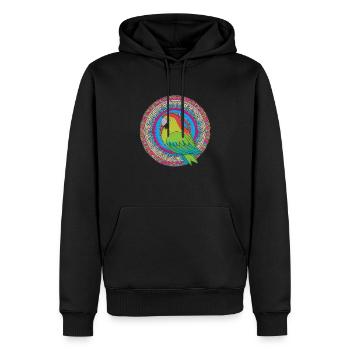 beau perroquet lumineux | - Sweat à capuche Premium bio Homme - noir - Devant - Nico (187cm)