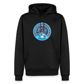 Route des Grandes Alpes V3 - Männer Premium Bio Hoodie - Schwarz - Vorne - Nico (187cm)
