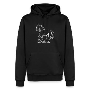 Poney tête de cheval - Sweat à capuche Premium bio Homme - noir - Devant - Nico (187cm)