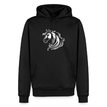 Pferd Pferdekopf Pony - Männer Premium Bio Hoodie - Schwarz - Vorne - Nico (187cm)