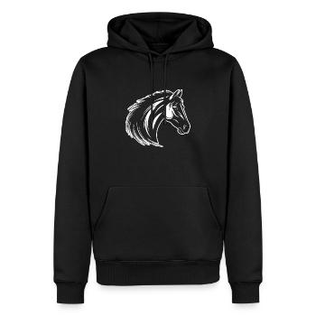 Poney tête de cheval - Sweat à capuche Premium bio Homme - noir - Devant - Nico (187cm)