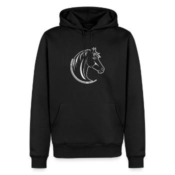 Poney tête de cheval - Sweat à capuche Premium bio Homme - noir - Devant - Nico (187cm)