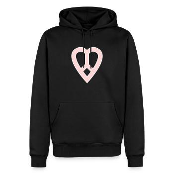 Cœur et paix en rose - Sweat à capuche Premium bio Homme - noir - Devant - Nico (187cm)
