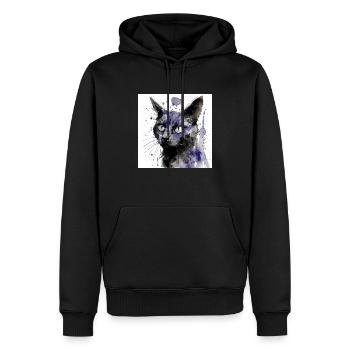 Distressed Grungy Punky Graffiti Cat V - Men’s Premium Organic Hoodie - black - Front - Nico (187cm)