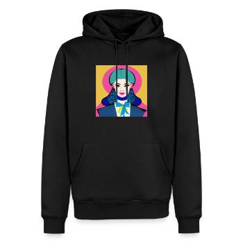 Modern Retro Girl collection - Mia - Men’s Premium Organic Hoodie - black - Front - Nico (187cm)