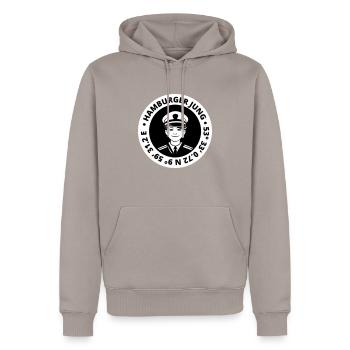 Hamburger Jung - Männer Premium Bio Hoodie - Taupe - Vorne - Nico (187cm)