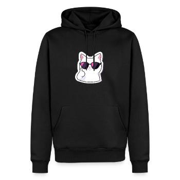 Rockende Katze mit Sonnenbrille 2 - Männer Premium Bio Hoodie - Schwarz - Vorne - Nico (187cm)