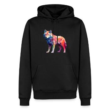 Wolf Geometrisch Zeichnung - Männer Premium Bio Hoodie - Schwarz - Vorne - Nico (187cm)
