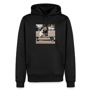 Mops auf Skateboard AICF 3 - Männer Premium Bio Hoodie - Schwarz - Vorne - Nico (187cm)