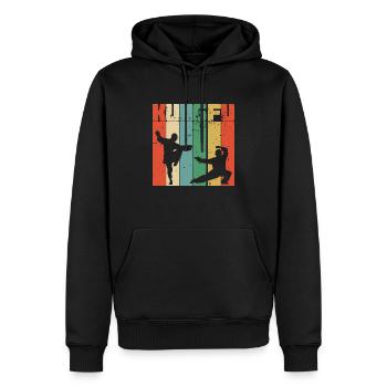 Kung Fu vintage | Kung Fu Martial Art - Sweat à capuche Premium bio Homme - noir - Devant - Nico (187cm)