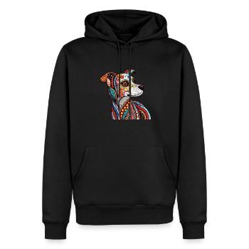 Zentangle Chien - Sweat à capuche Premium bio Homme - noir - Devant - Nico (187cm)