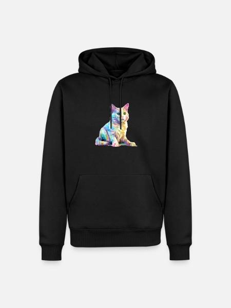 Obi die bunte Katze - Männer Premium Bio Hoodie - Schwarz