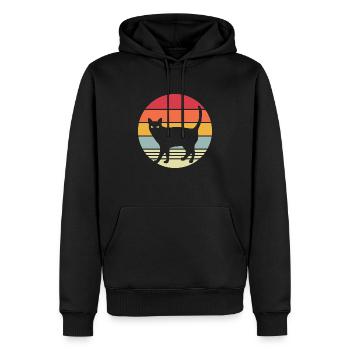 Katze schwarzes Kätzchen Vintage Sonnenuntergang - Männer Premium Bio Hoodie - Schwarz - Vorne - Nico (187cm)