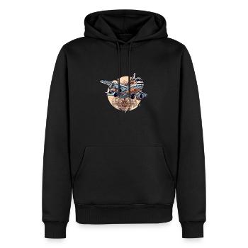 Airline-Stil - Männer Premium Bio Hoodie - Schwarz - Vorne - Nico (187cm)