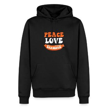 Peace Love Barbecue - Humour été papa apéritif - Sweat à capuche Premium bio Homme - noir - Devant - Nico (187cm)