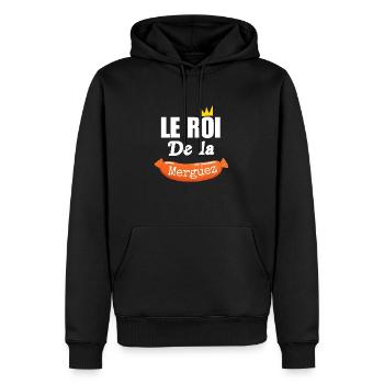 Le Roi de la Merguez, barbecue humour papa - Sweat à capuche Premium bio Homme - noir - Devant - Nico (187cm)