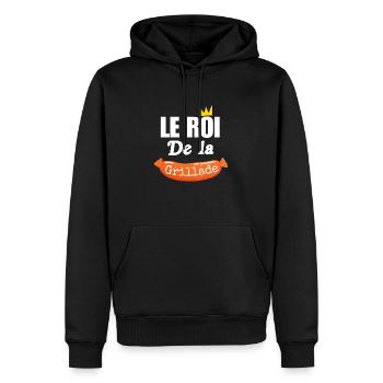 Le Roi De La Grillade - Barbecue Humour Été - Sweat à capuche Premium bio Homme - noir - Devant - Nico (187cm)