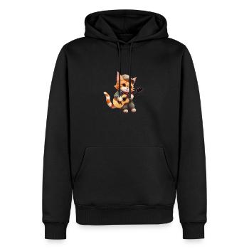 Singer Songwriter Katze mit Gitarre Katzen Tshirt - Männer Premium Bio Hoodie - Schwarz - Vorne - Nico (187cm)