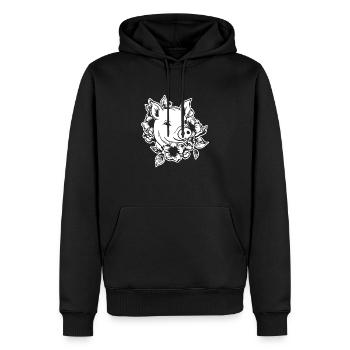 Truie cochonne - Sweat à capuche Premium bio Homme - noir - Devant - Nico (187cm)