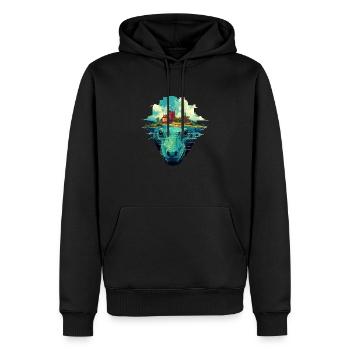 Krokodil liegt auf der Lauer - Männer Premium Bio Hoodie - Schwarz - Vorne - Nico (187cm)