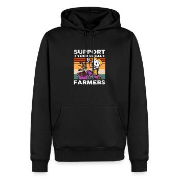 Support your local Farmer - Männer Premium Bio Hoodie - Schwarz - Vorne - Nico (187cm)