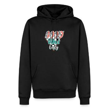 good vibes only - Men’s Premium Organic Hoodie - black - Front - Nico (187cm)