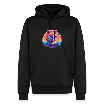 Retro Pomeranian - Männer Premium Bio Hoodie - Schwarz - Vorne - Nico (187cm)