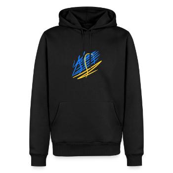 Ukrainische Farben - Männer Premium Bio Hoodie - Schwarz - Vorne - Nico (187cm)