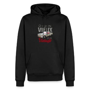 je suis pas vieux je suis vintage - Sweat à capuche Premium bio Homme - noir - Devant - Nico (187cm)