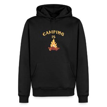 Camping is fire - Men’s Premium Organic Hoodie - black - Front - Nico (187cm)