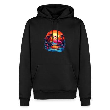 Flamingo im Sonnenuntergang - Männer Premium Bio Hoodie - Schwarz - Vorne - Nico (187cm)