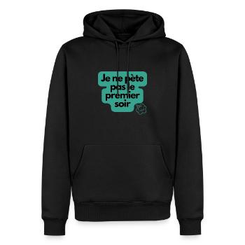 Je ne pète pas le premier soir humour - Sweat à capuche Premium bio Homme - noir - Devant - Nico (187cm)