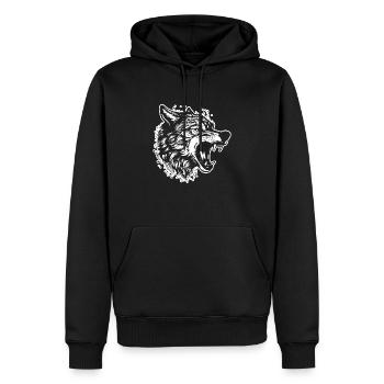 Wolf - Men’s Premium Organic Hoodie - black - Front - Nico (187cm)