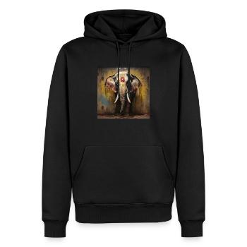 Un éléphant sacré - Sweat à capuche Premium bio Homme - noir - Devant - Nico (187cm)