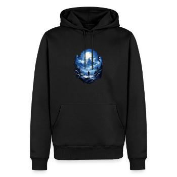 Sommets des montagnes au clair de lune - Sweat à capuche Premium bio Homme - noir - Devant - Nico (187cm)
