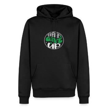 I NEVER GIVE UP - Männer Premium Bio Hoodie - Schwarz - Vorne - Nico (187cm)