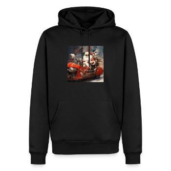 Santa Claus Steampunk im Rennschlitten - Männer Premium Bio Hoodie - Schwarz - Vorne - Nico (187cm)