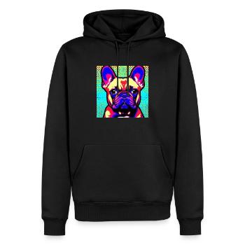 Französische Bulldogge Pop Art - Männer Premium Bio Hoodie - Schwarz - Vorne - Nico (187cm)
