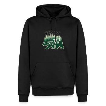 EXPLORE THE NATURE - Männer Premium Bio Hoodie - Schwarz - Vorne - Nico (187cm)
