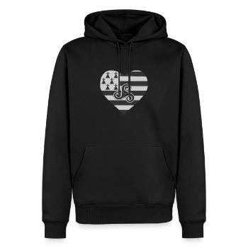 I Love Bretagne - Triskel-Herz Design - Männer Premium Bio Hoodie - Schwarz - Vorne - Nico (187cm)