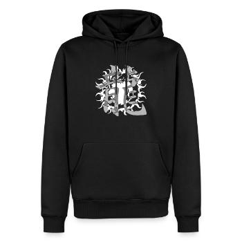 dragon17 blanc kanji dragon gris - Sweat à capuche Premium bio Homme - noir - Devant - Nico (187cm)