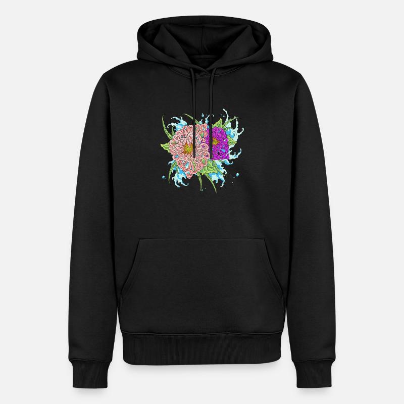 chrysanthème 4 - Sweat à capuche Premium bio Homme - noir