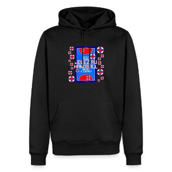 Passion Handball : Cadeau Féroce - Sweat à capuche Premium bio Homme - noir - Devant - Nico (187cm)