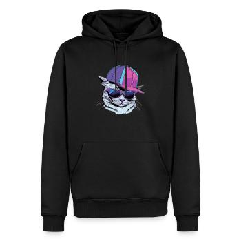 Cool Cat - Männer Premium Bio Hoodie - Schwarz - Vorne - Nico (187cm)