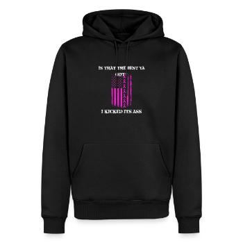 Breast Cancer Survivor Pink Ribbon Month USA Flag - Men’s Premium Organic Hoodie - black - Front - Nico (187cm)