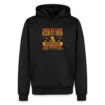 Ramasseur des Girolles Un Jour Cadeau Girollee - Sweat à capuche Premium bio Homme - noir - Devant - Nico (187cm)